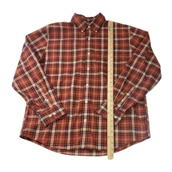 COPY - Lands' End Mens  Button Down Shirt Long Sleeve Rust Tan Plaid - Size L E… - Picture 8 of 9